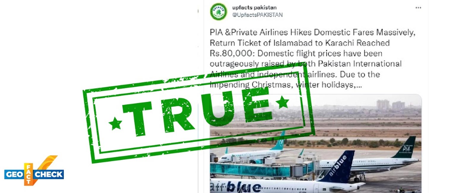 Fact-check: It's true. Islamabad-Karachi air tickets did soar to Rs80,000