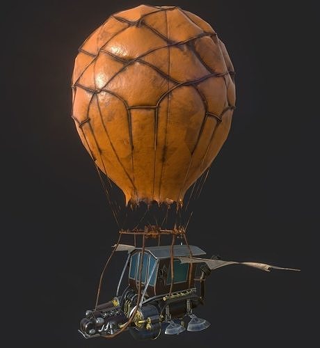 Steampunk AirShip Low-poly 3D model PBR
