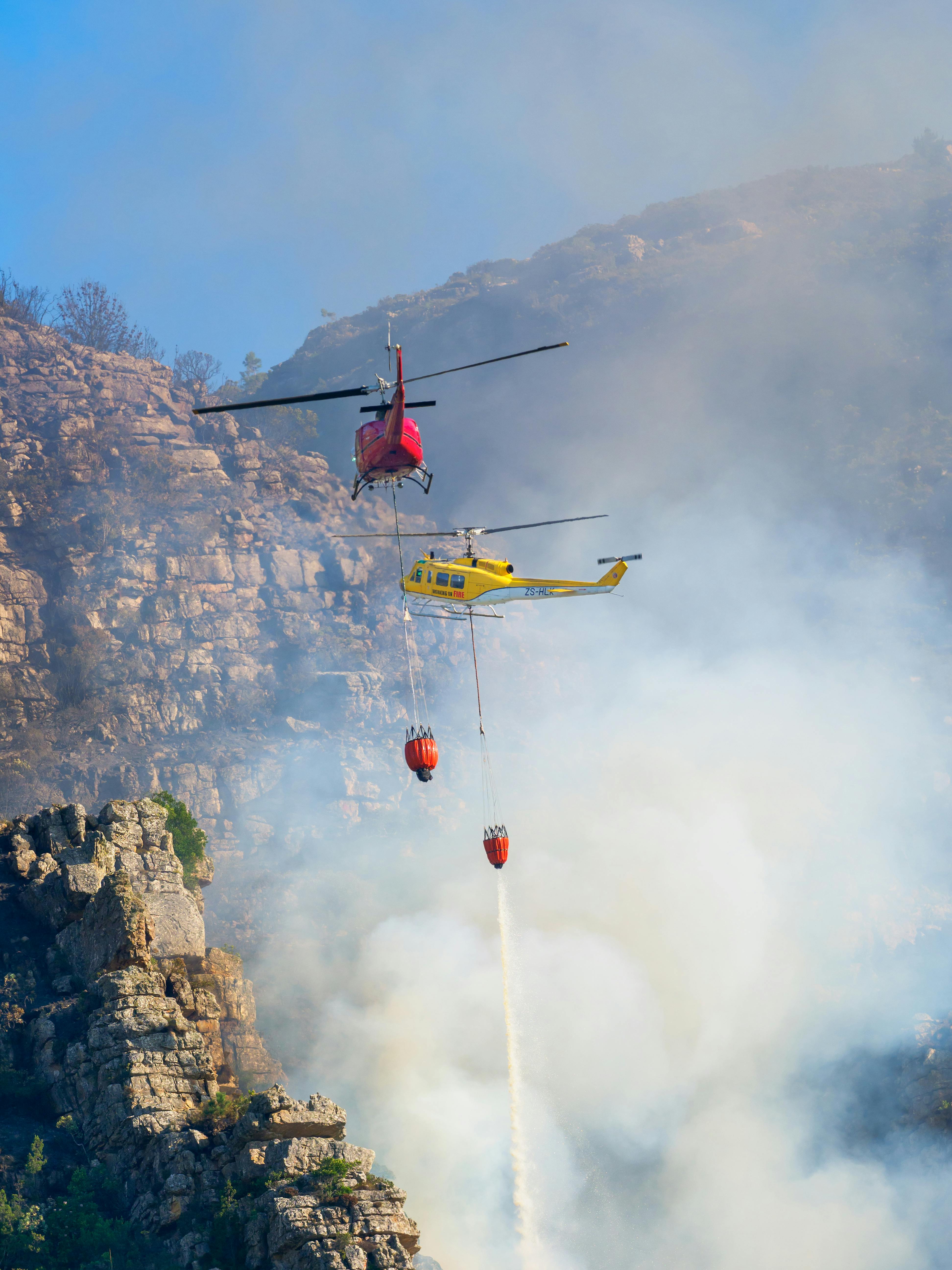 red and yellow helicopter