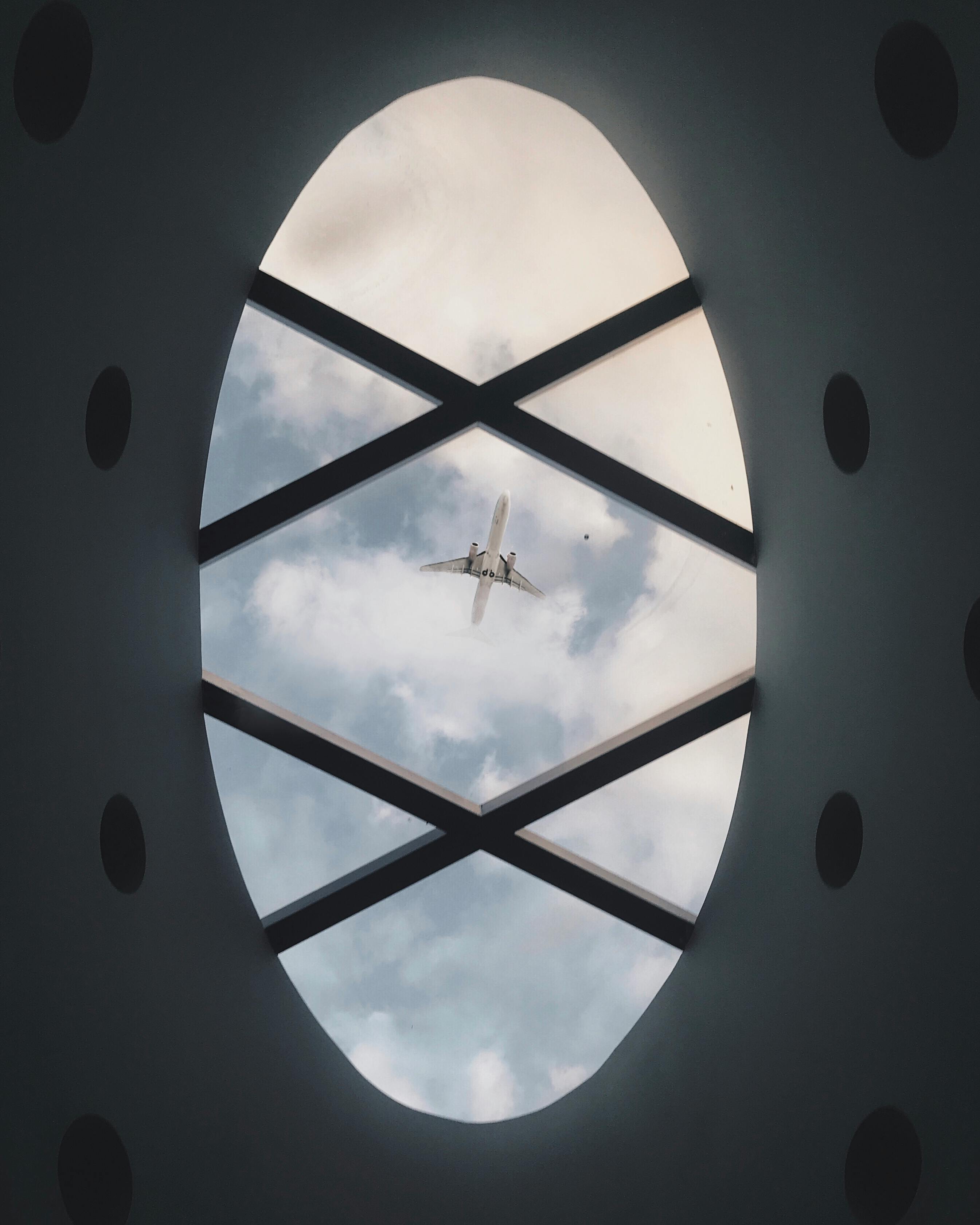 flying aircraft through creative ceiling window