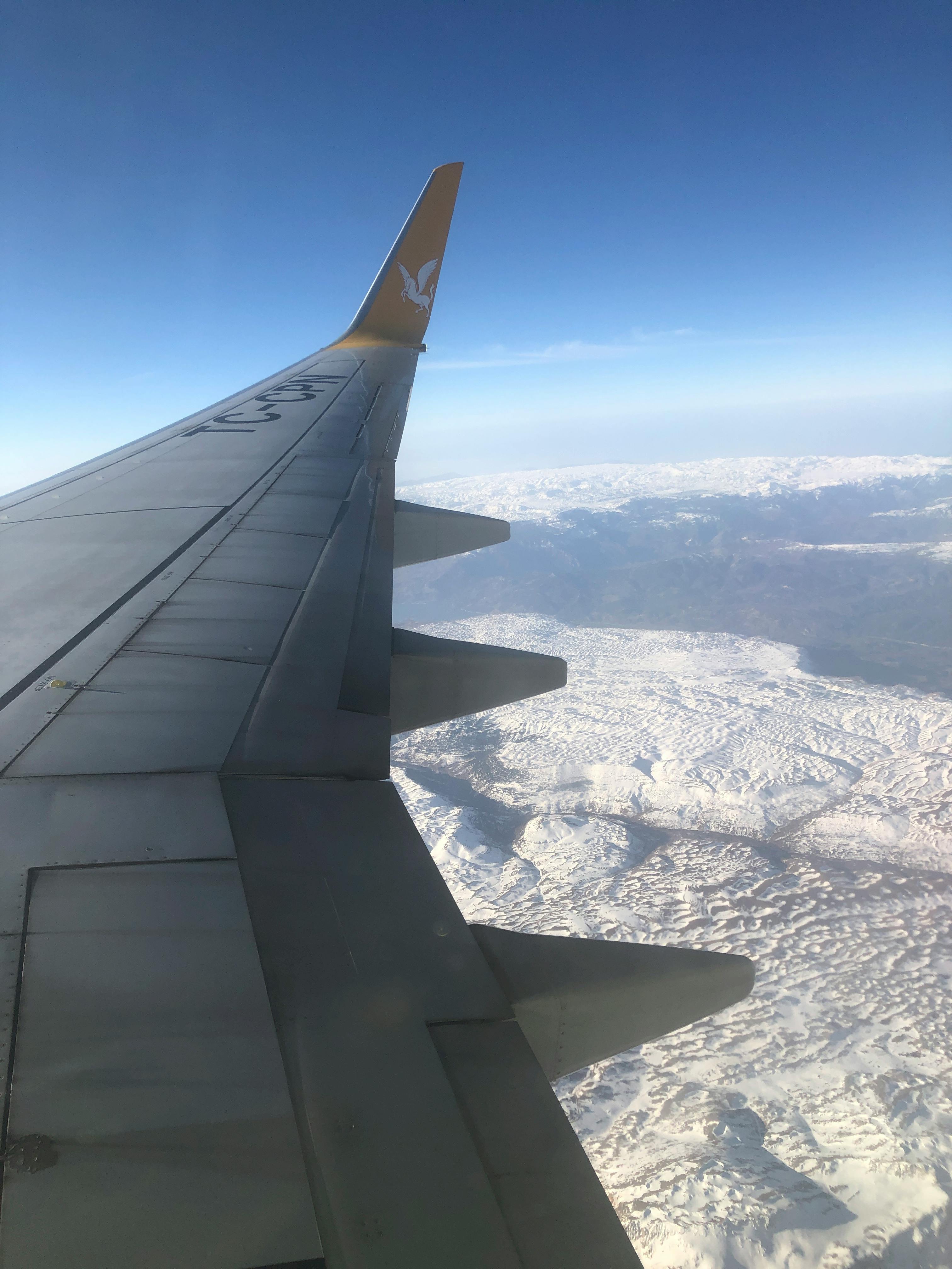 wing of an airplane on the air